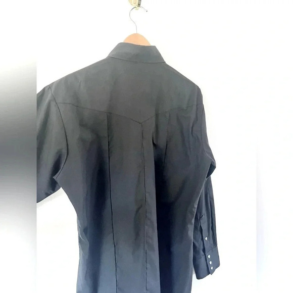 T-W Westerns Vintage Black Pearl Snap‎ Cowboy Western Button-Up Shirt Sz 15.5-34 - Picture 7 of 7